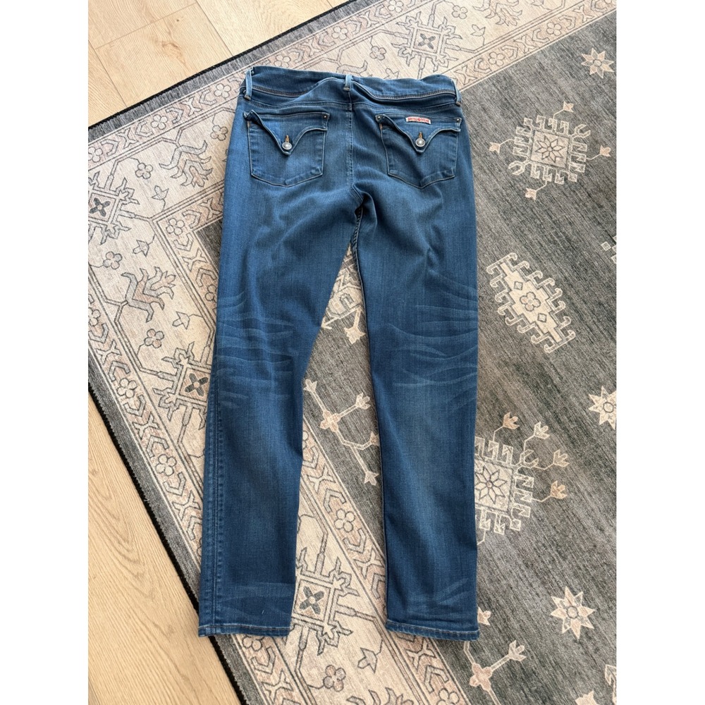 Hudson Jeans Womens 31 Blue Flap Pocket Straight Leg Stretch Denim Medium Wash